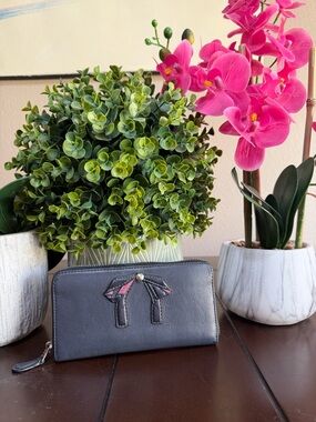 Coach bow blue leather wallet